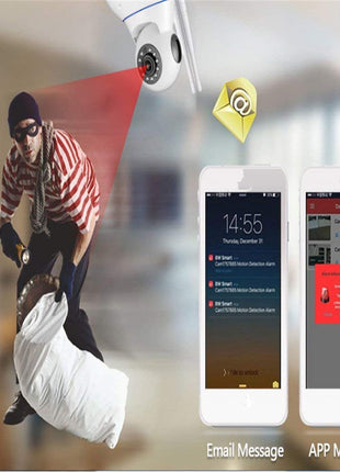 WiFi Security Camera IP Wireless Alarm Camera Rotatable - White - siopashop.ie