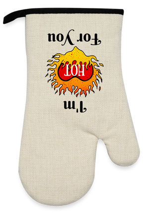 Valentine's Oven glove with Rubber Coating - linen/black 