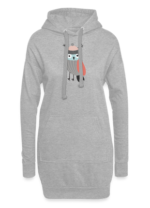 Cute Bird Hoodie Dress - heather grey