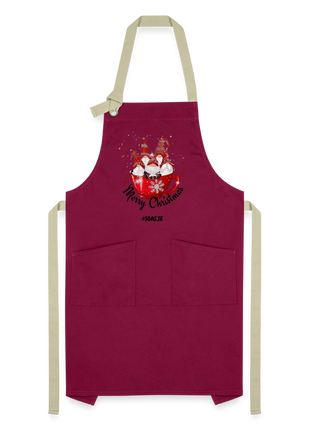 Christmas Artisan Apron - burgundy / desert sand