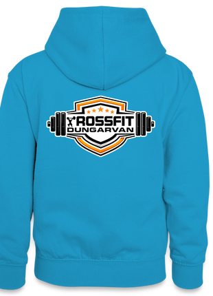 Crossfit Teen Contrast Hoodie - peacock blue/heather grey