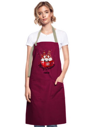 Christmas Artisan Apron - burgundy / desert sand