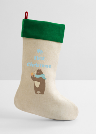 Baby's First Christmas Stocking - natural/green