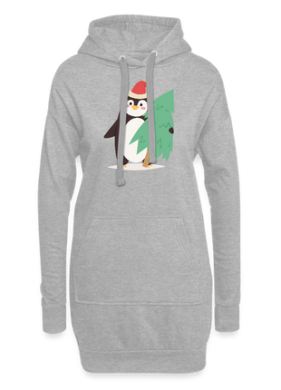 Cute Penguin Hoodie Dress - heather grey