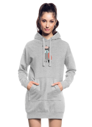 Cute Bird Hoodie Dress - heather grey