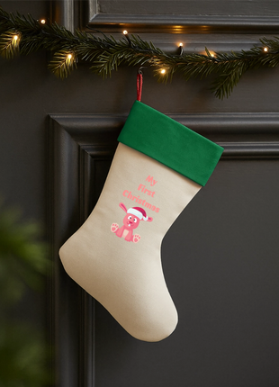 Baby's First Christmas Stocking - natural/green