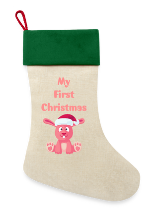 Baby's First Christmas Stocking - natural/green