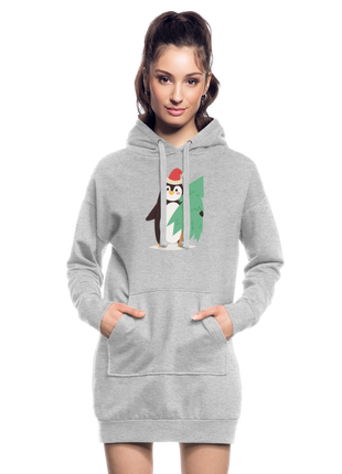Cute Penguin Hoodie Dress - heather grey