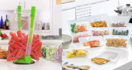 Reuseable Food Bags Foodies Reusable Storage Bag Set x10/Bag Holder Bundle - siopashop.ie Food Bags Bundle