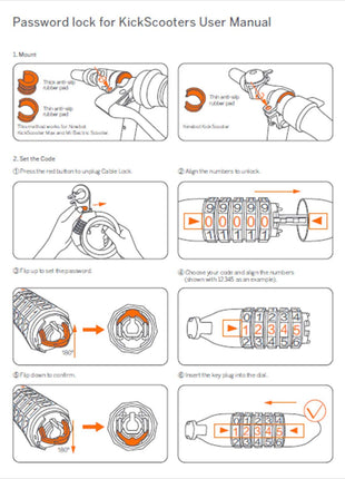 Segway Lock Segway Password Lock for Kickscooter - siopashop.ie
